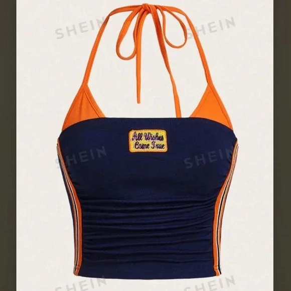 Y2K Halter Neck Crop Tank Top 🧡💙 - Picture 5 of 7